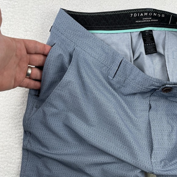 7 DIAMONDS Stadium Hybrid Performance Golf Shorts Mens 36 Blue Geometric Stretch - Picture 5 of 14